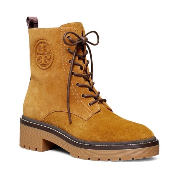 Tory Burch Miller 50mm Suede Lug Sole Bootie, Color Rhum /Port, Size 6, NIB - Picture 1 of 17